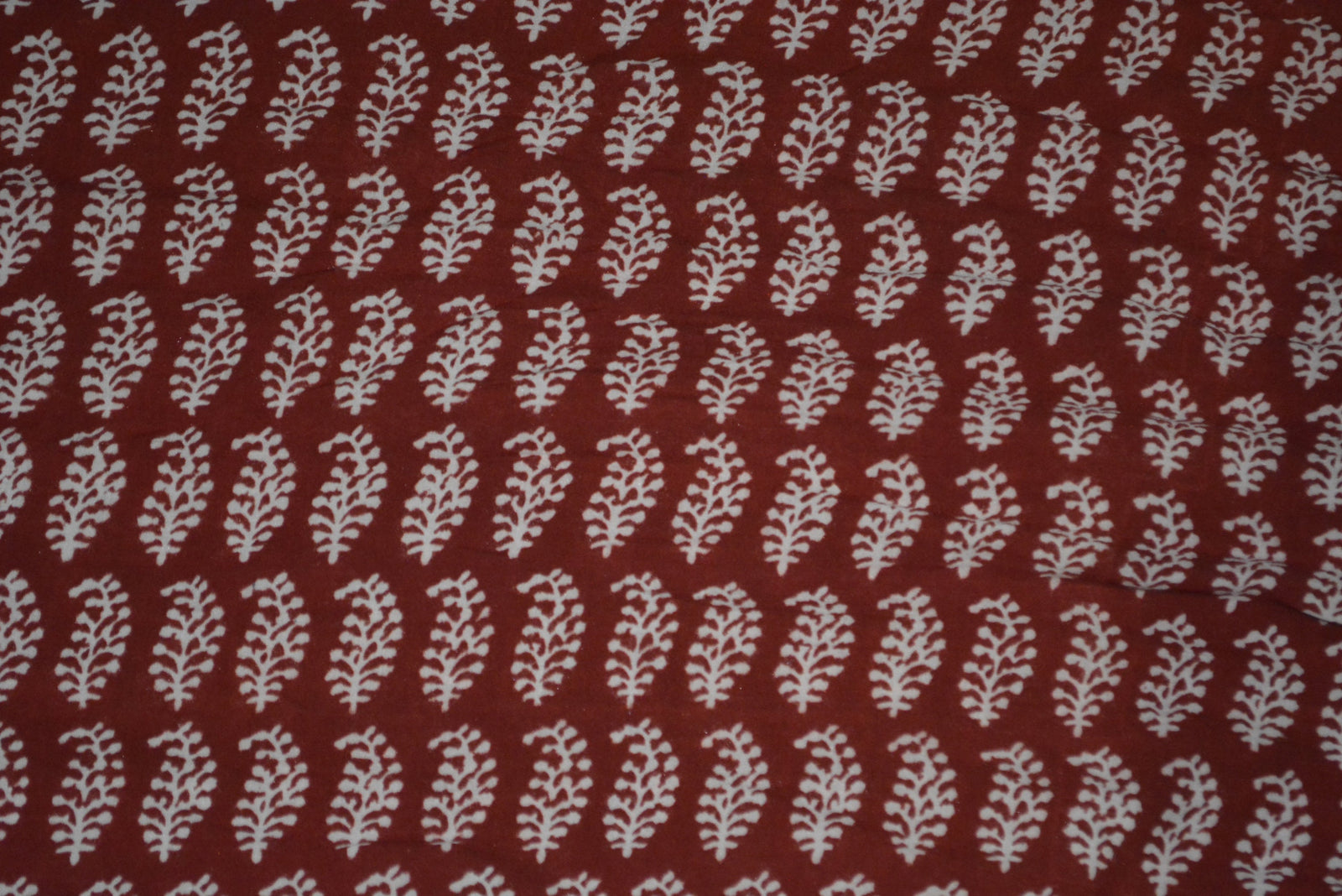 Red and Black Paisely Design Hand Block Printed Naturally Dyed