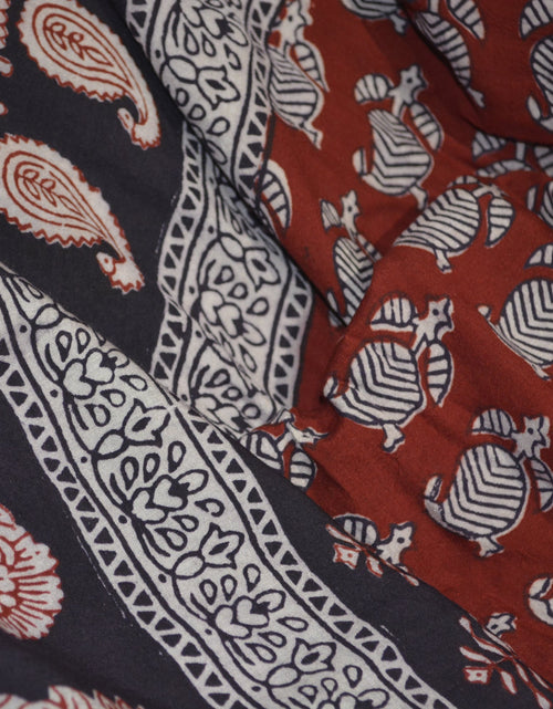 Load image into Gallery viewer, Red and Black Paisely Design Hand Block Printed Naturally Dyed
