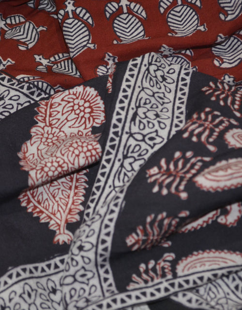 Load image into Gallery viewer, Red and Black Paisely Design Hand Block Printed Naturally Dyed
