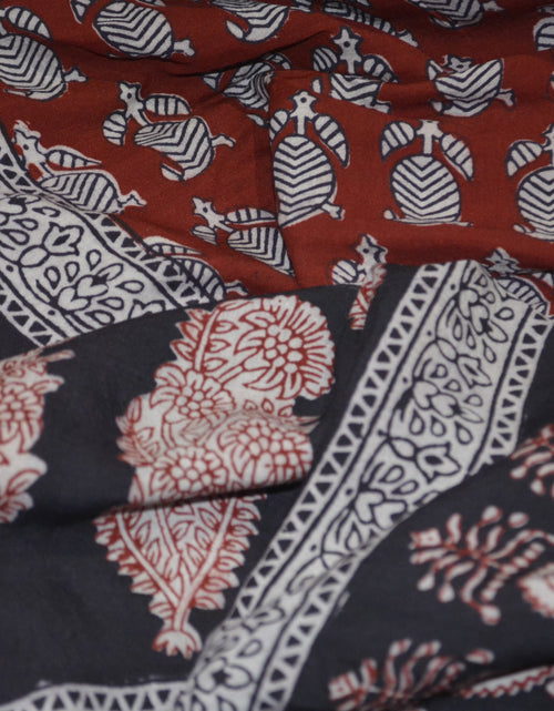 Load image into Gallery viewer, Red and Black Paisely Design Hand Block Printed Naturally Dyed
