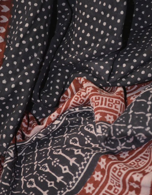 Load image into Gallery viewer, Red and Black Paisely Design Hand Block Printed Naturally Dyed
