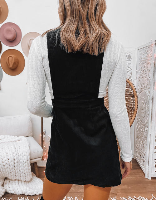 corduroy overall mini dress Navy Corduroy Dress - Corduroy Overall Dress - Pinafore Dress